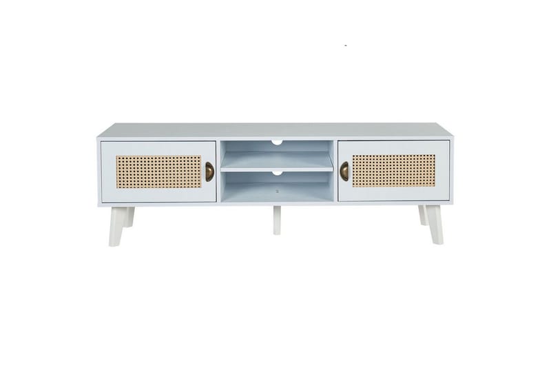 Parton Fritstående TV-bord 140 cm med Opbevaring i Malet Træ - Hvid|Beige - Møbler - TV borde & mediemøbler - TV-borde