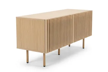 Peyra Ribbet TV-bord 120 cm med Opbevaring, Træ- og Egetræsudseende - Natur - Møbler - TV borde & mediemøbler - TV-borde