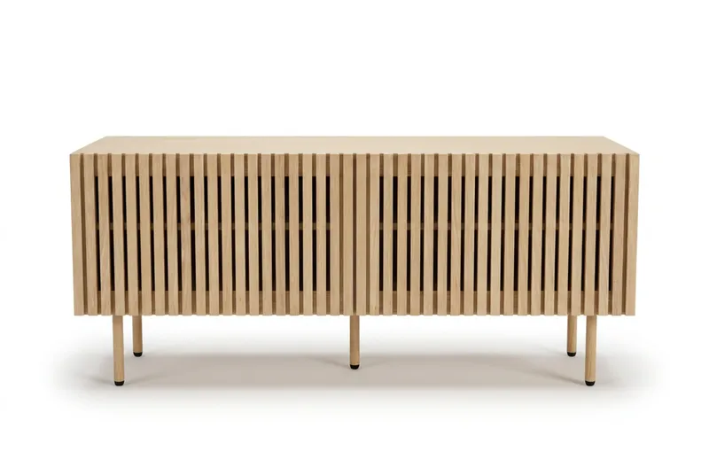 Peyra rillet TV-bænk 120 cm, Natur