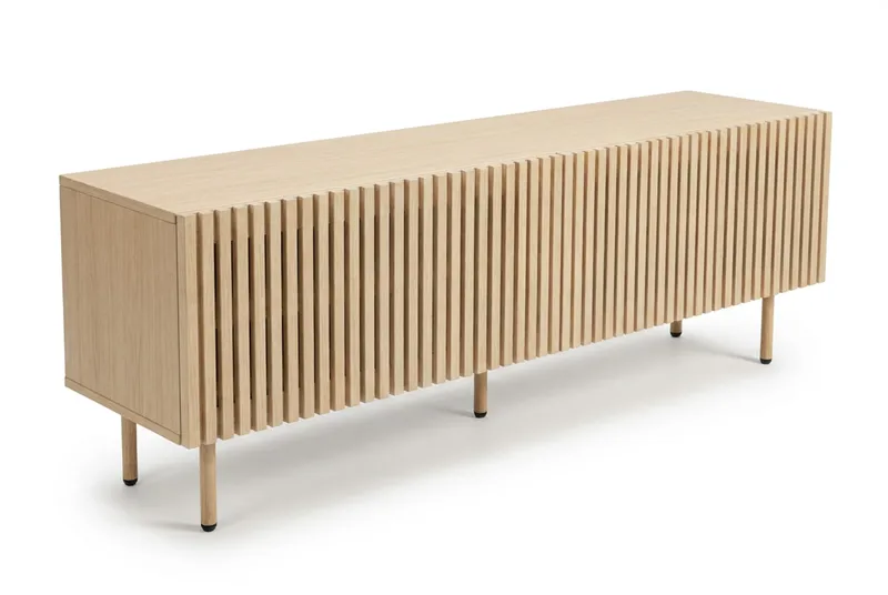Peyra rillet TV-bænk 160 cm - Natur - Møbler - TV borde & mediemøbler - TV-borde