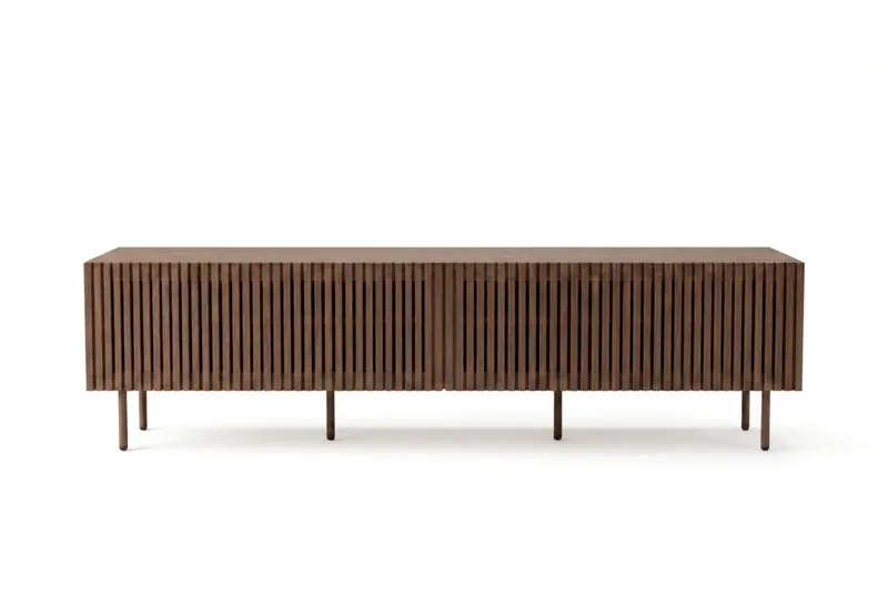 Peyra rillet TV-bænk 200 cm, Valnød