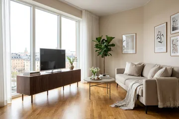 Peyra rillet TV-bænk 200 cm - Valnød - Møbler - TV borde & mediemøbler - TV-borde