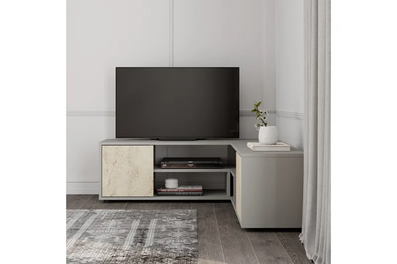 Pienk TV-bord 125 cm - Grå/Travertin - Møbler - TV borde & mediemøbler - TV-borde