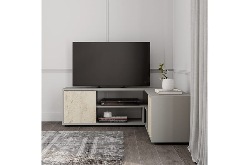 Pienk TV-bord 125 cm - Grå/Travertin - Møbler - TV borde & mediemøbler - TV-borde