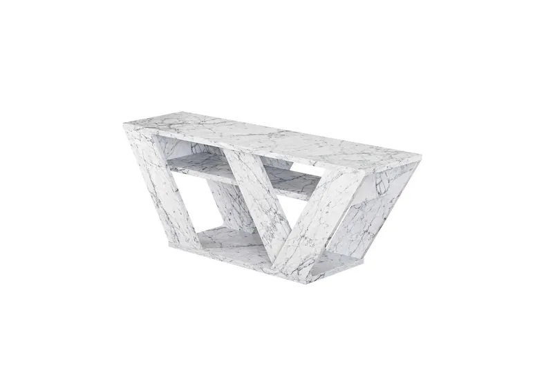 Pipralla Tv-bænk 110 cm, Hvid Marmor