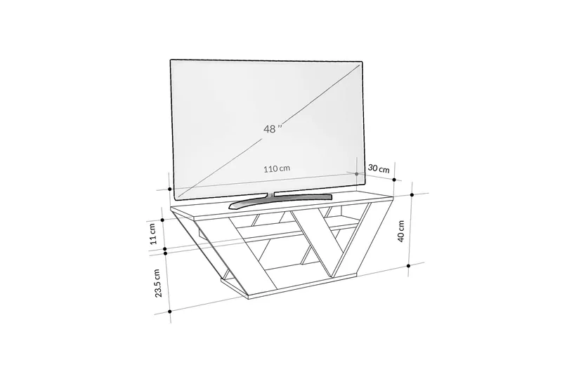 Pipralla Tv-bænk 110 cm - Hvid Marmor - Møbler - TV borde & mediemøbler - TV-borde