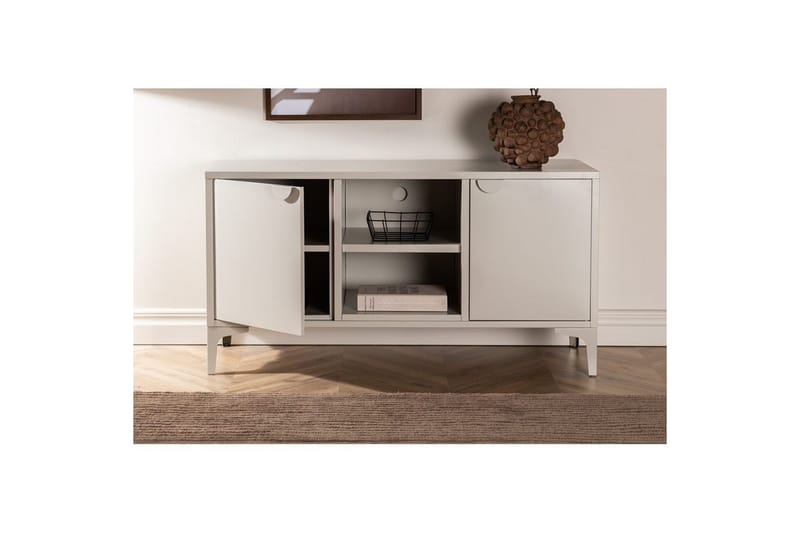 Piring Gulvstående Tv-bænk 120 cm med Opbevaring i Metal - Beige - Møbler - TV borde & mediemøbler - TV-borde