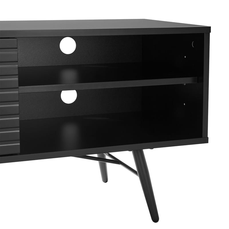 Pixar Gulvstående TV-bord 150 cm med Opbevaring i Træ med Metalben - Sort - Møbler - TV borde & mediemøbler - TV-borde