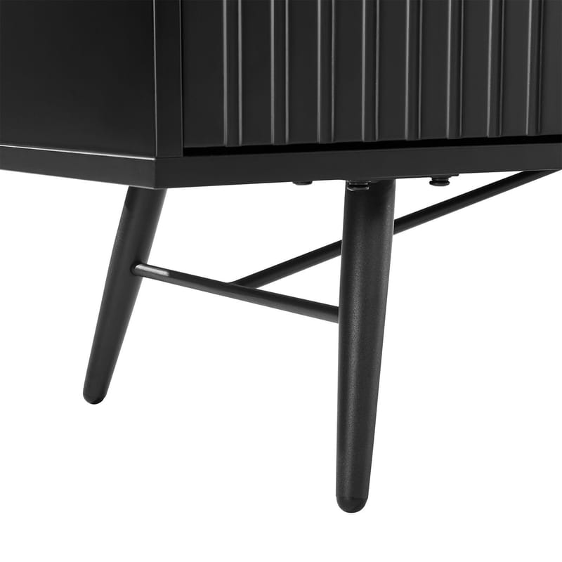 Pixar Gulvstående TV-bord 150 cm med Opbevaring i Træ med Metalben - Sort - Møbler - TV borde & mediemøbler - TV-borde