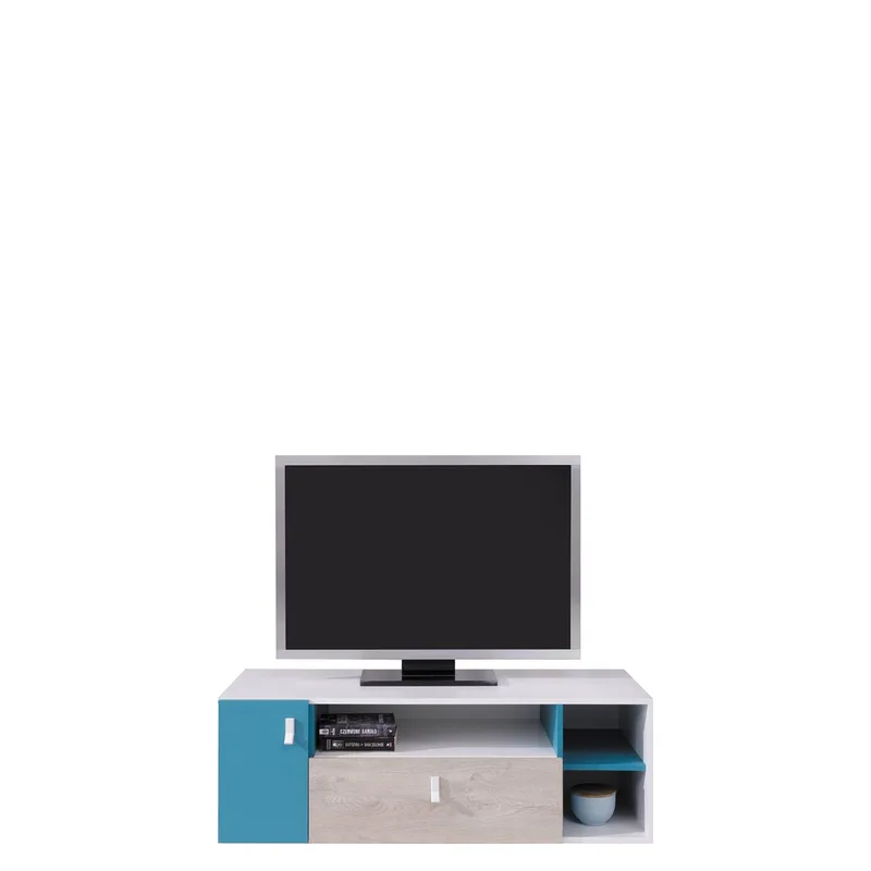 Planeta Fritstående Tv-bord 120 cm med Opbevaring i Malet Træ, Hvid