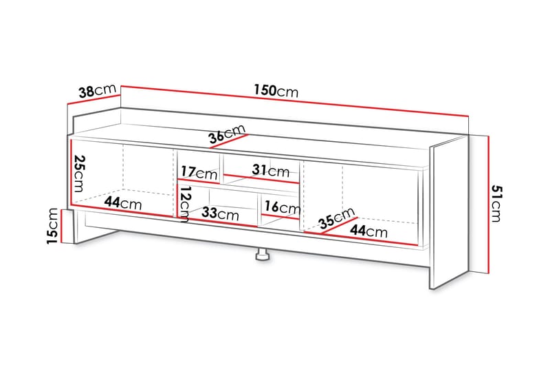 Polina TV-bænk 150 cm - Brun / Sort - Møbler - TV borde & mediemøbler - TV-borde