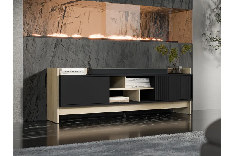 Polina TV-bænk 150 cm - Brun / Sort - Møbler - TV borde & mediemøbler - TV-borde