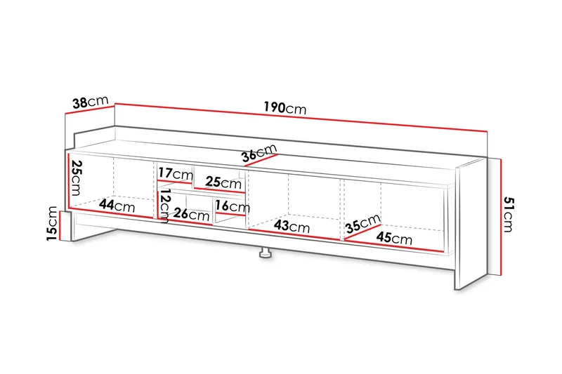 Polina TV-bænk 190 cm - Brun / Sort - Møbler - TV borde & mediemøbler - TV-borde
