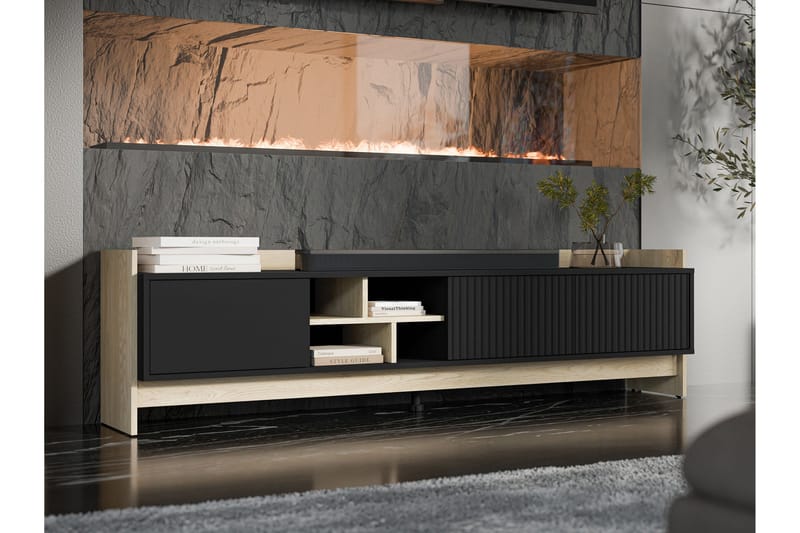 Polina TV-bænk 190 cm - Brun / Sort - Møbler - TV borde & mediemøbler - TV-borde