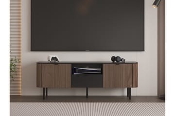 Pollena Gulvstående Tv-bord 151 cm med Opbevaring i Mørkt Træ - Brun - Møbler - TV borde & mediemøbler - TV-borde
