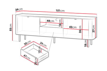 Pollena Gulvstående Tv-bord 151 cm med Opbevaring i Mørkt Træ - Brun - Møbler - TV borde & mediemøbler - TV-borde