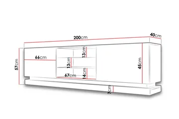 Qiu Fritstående Tv-bord 200 cm med Opbevaring i Lakeret Træ - Hvid - Møbler - TV borde & mediemøbler - TV-borde