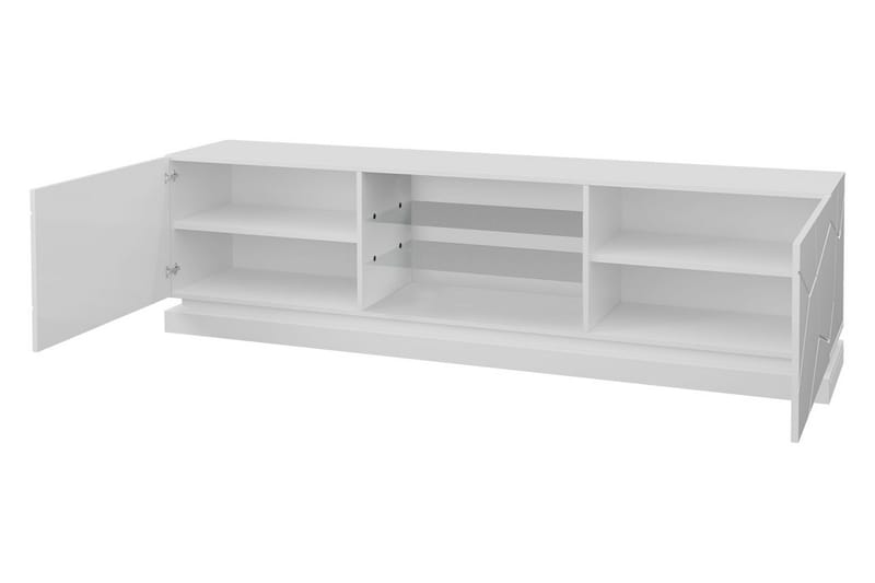 Qiu Fritstående Tv-bord 200 cm med Opbevaring i Lakeret Træ - Hvid - Møbler - TV borde & mediemøbler - TV-borde