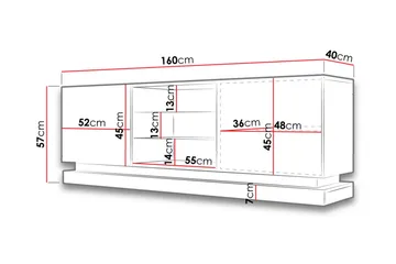 Qiu TV-Bord 40x160 cm LED-belysning - Hvid/Højglans - Møbler - TV borde & mediemøbler - TV-borde