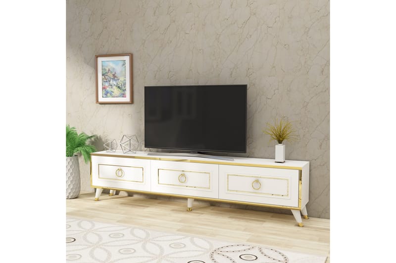 Rame TV-Bord 180 cm - Guld/Hvid - TV-borde