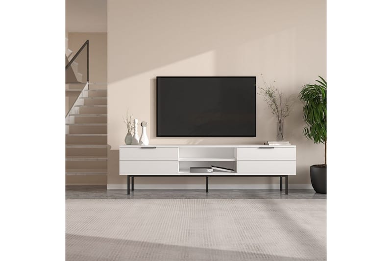 Ranjit Tv-bænk 180 cm - Hvid - Møbler - TV borde & mediemøbler - TV-borde