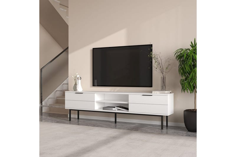 Ranjit Tv-bænk 180 cm - Hvid - Møbler - TV borde & mediemøbler - TV-borde