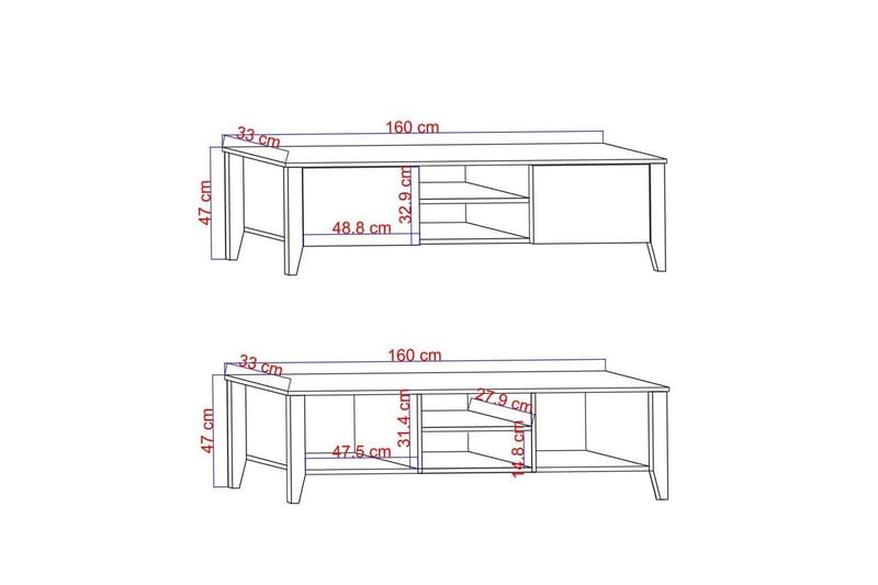 Ranko TV-bord 160 cm - Hvid - Møbler - TV borde & mediemøbler - TV-borde
