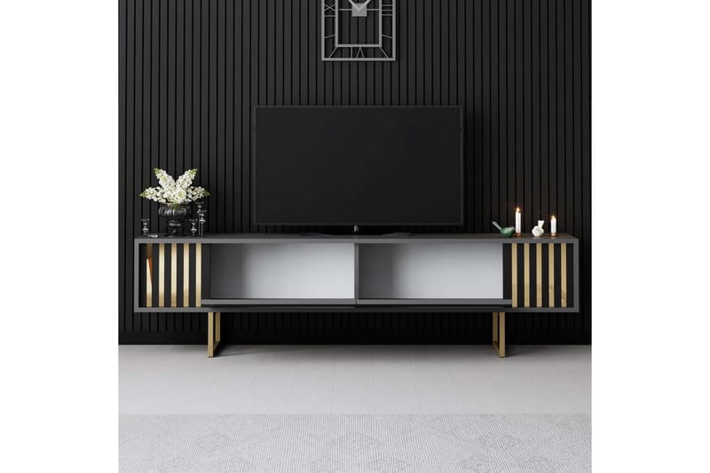 Rany Tv-bord 180 cm - Guld/Grafitgrå - Møbler - TV borde & mediemøbler - TV-borde