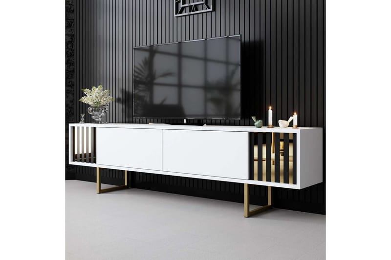 Rany Tv-bord 180 cm - Guld/Hvid - Møbler - TV borde & mediemøbler - TV-borde