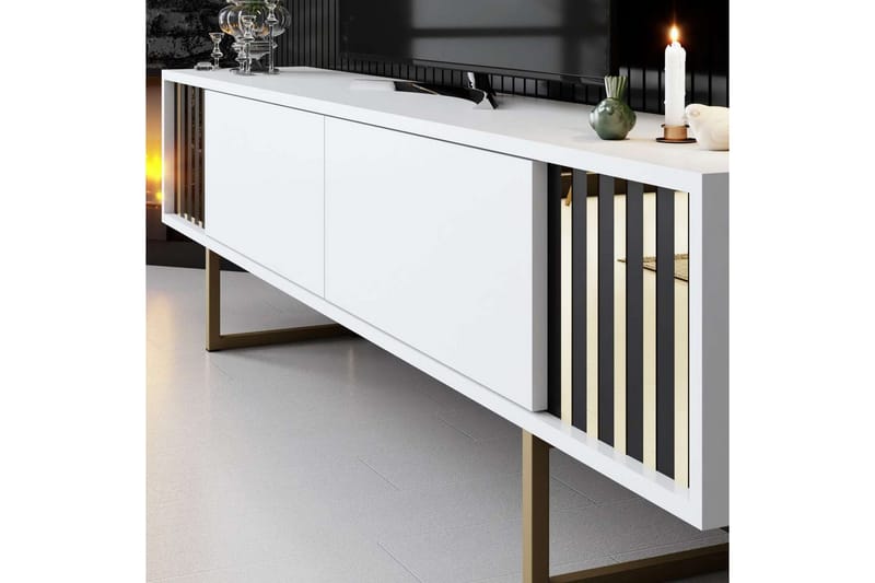 Rany Tv-bord 180 cm - Guld/Hvid - Møbler - TV borde & mediemøbler - TV-borde