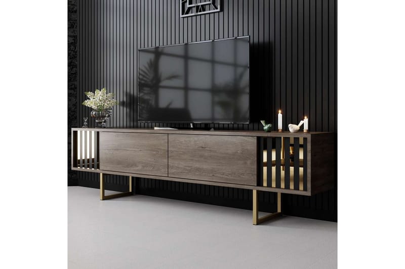 Rany Tv-bord 180 cm - Rødbrunt træ/Guld - Møbler - TV borde & mediemøbler - TV-borde