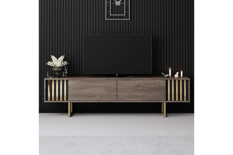 Rany Tv-bord 180 cm - Rødbrunt træ/Guld - Møbler - TV borde & mediemøbler - TV-borde