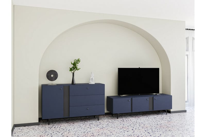 Rathmore TV-bord 165 cm - Blå - TV-skab
