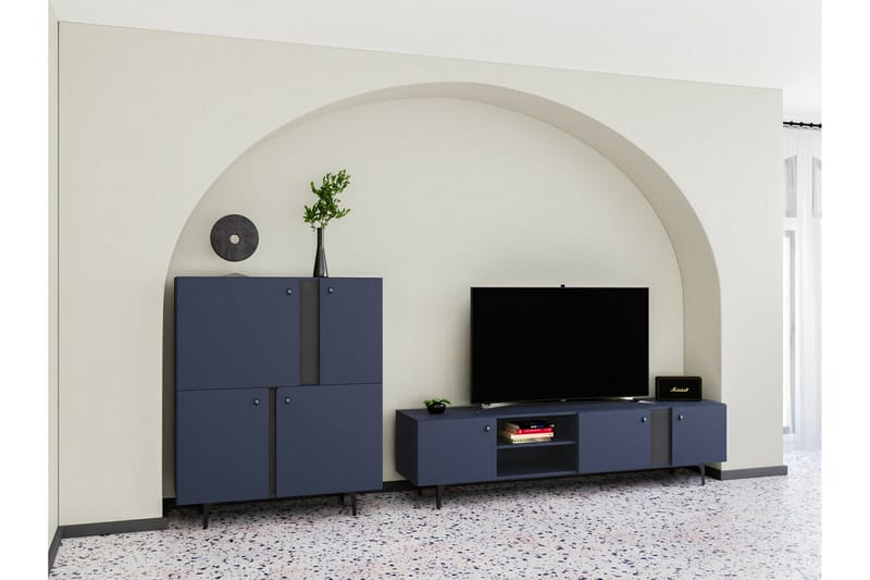 Rathmore TV-bord 200 cm - Blå - TV-skab