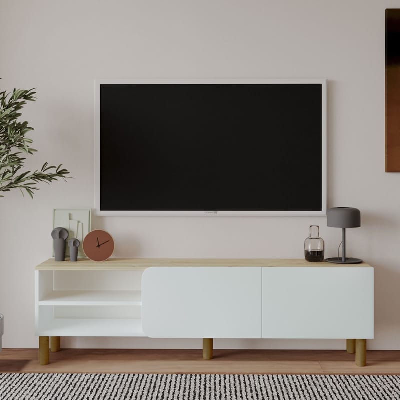 Relento TV-bænk 150 cm - hvid, sapphire eg - Møbler - TV borde & mediemøbler - TV-borde