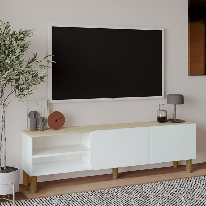 Relento TV-bænk 150 cm - hvid, sapphire eg - Møbler - TV borde & mediemøbler - TV-borde