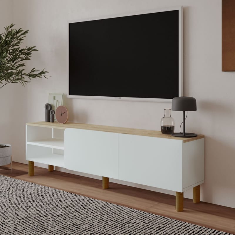 Relento TV-bænk 150 cm - hvid, sapphire eg - Møbler - TV borde & mediemøbler - TV-borde