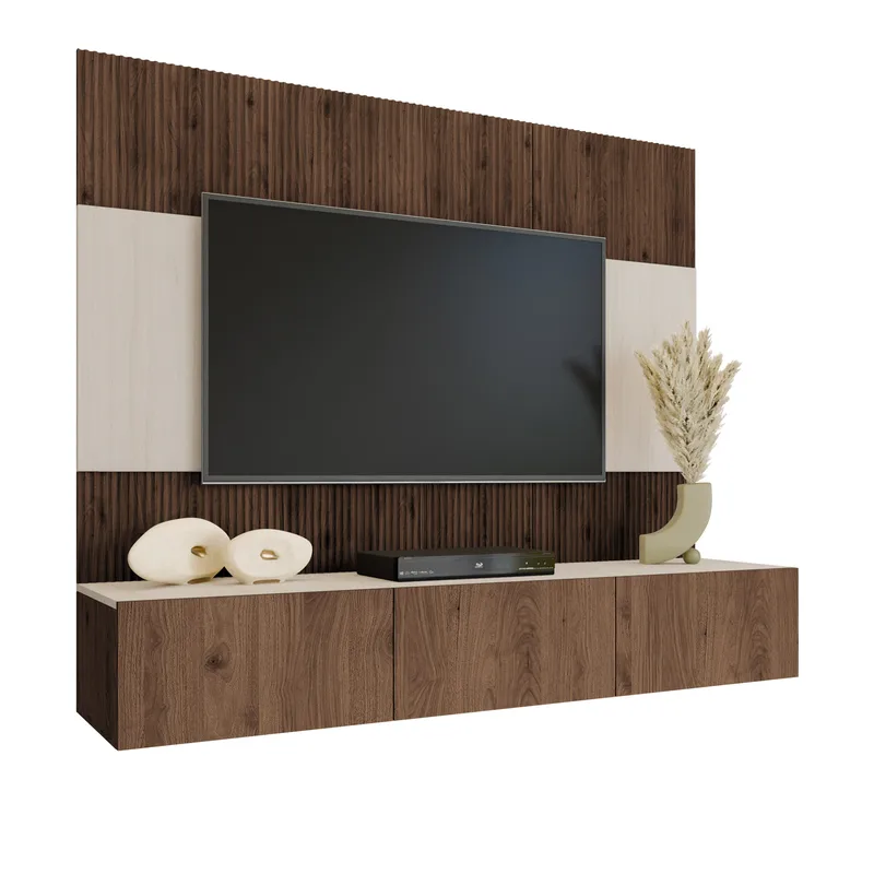 reolvæg TV-skænk 180x150 DEROMI brun, undefined