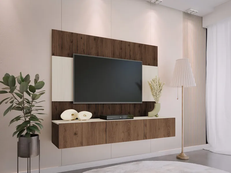 reolvæg TV-skænk 180x150 DEROMI brun - Møbler - TV borde & mediemøbler - Tv-møbelsæt