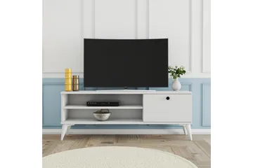 Reyne Tv-bord 120 cm med Opbevaring i Malet Træ - Hvid - Møbler - TV borde & mediemøbler - TV-borde