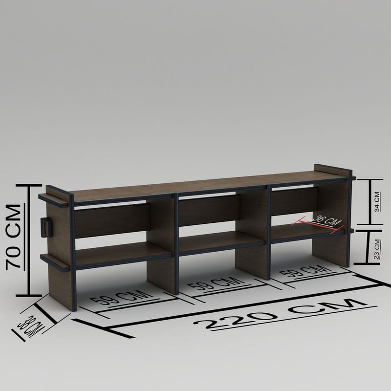 Ropira TV-bænk 220 cm - Valnød - Møbler - TV borde & mediemøbler - Mediestativ & vægbeslag