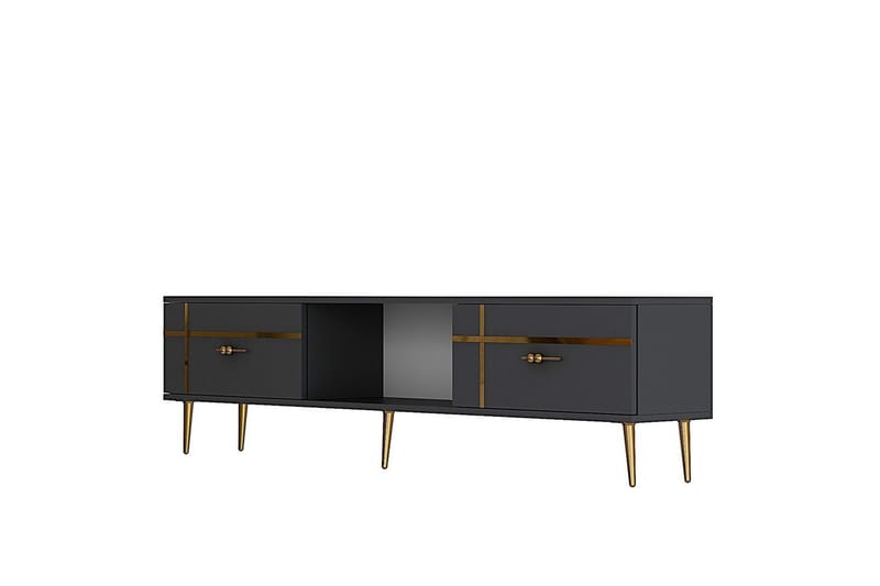 Safiya TV-bænk 150 cm, Antracit/Guld