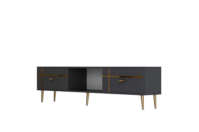 Safiya TV-bænk 150 cm - Antracit/Guld - Møbler - TV borde & mediemøbler - TV-borde