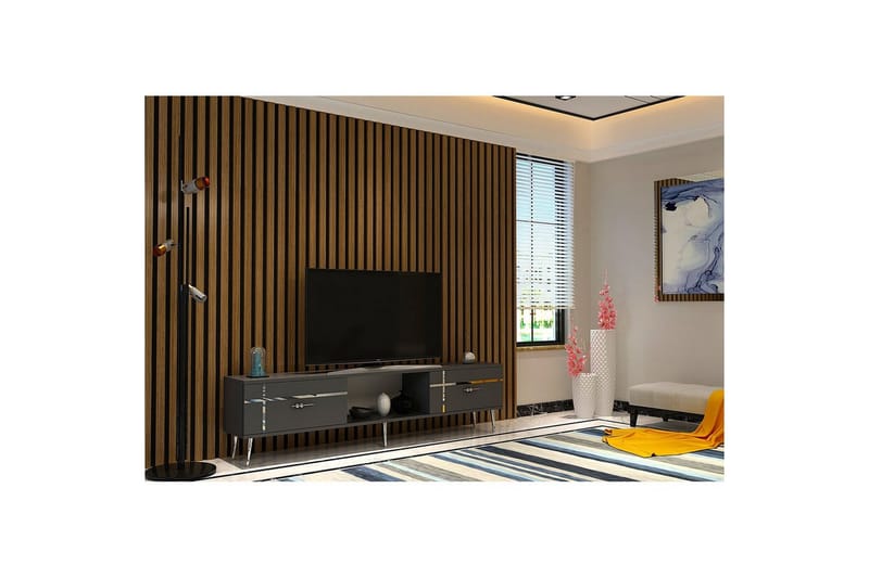 Safiya TV-bænk 150 cm - Antracit/Sølv - Møbler - TV borde & mediemøbler - TV-borde