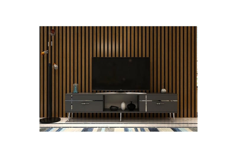 Safiya TV-bænk 150 cm - Antracit/Sølv - Møbler - TV borde & mediemøbler - TV-borde