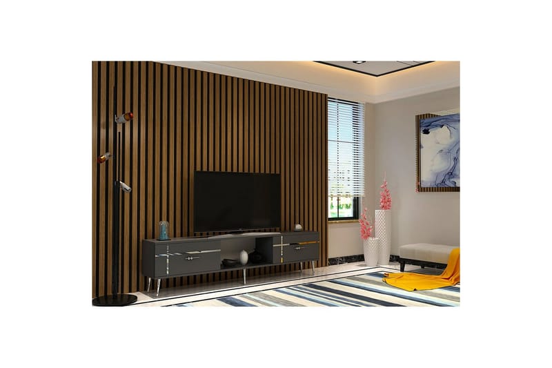 Safiya TV-bænk 150 cm - Antracit/Sølv - Møbler - TV borde & mediemøbler - TV-borde