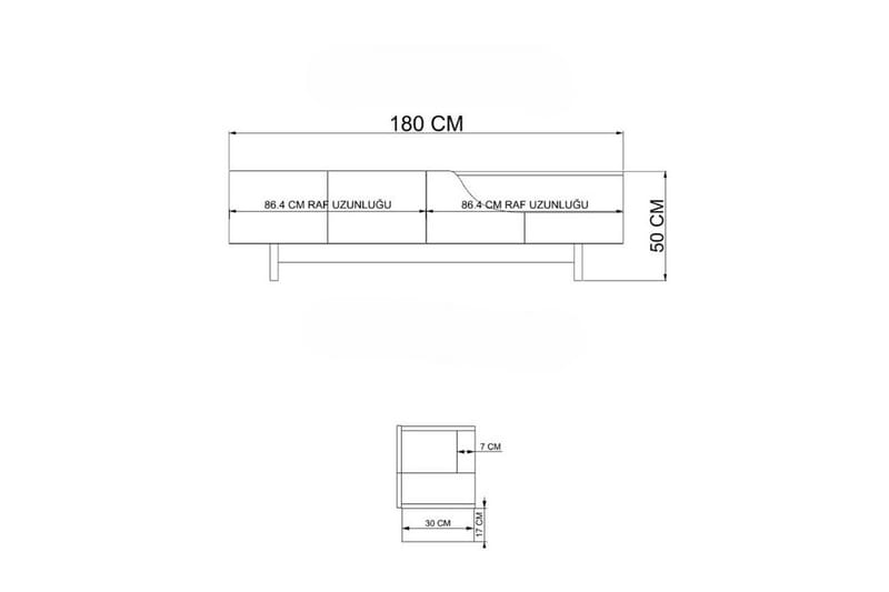 Safiya TV-bænk 180 cm - Beige - Møbler - TV borde & mediemøbler - TV-borde
