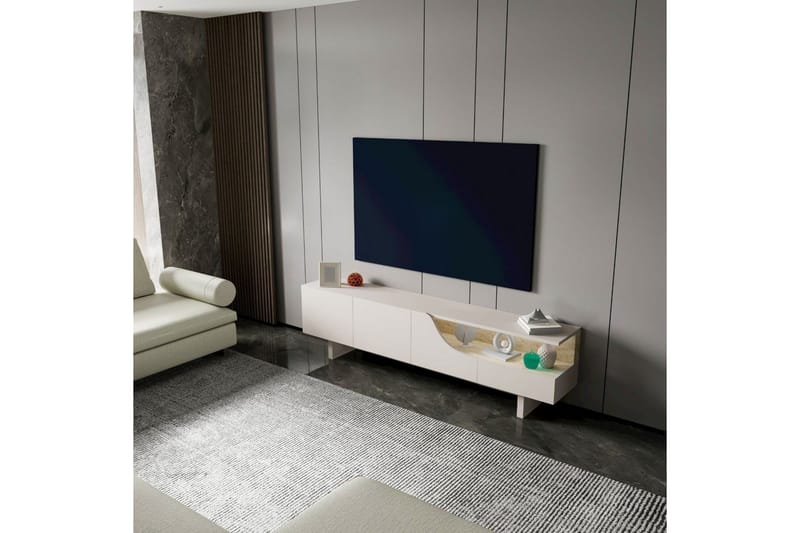 Safiya TV-bænk 180 cm - Beige - Møbler - TV borde & mediemøbler - TV-borde