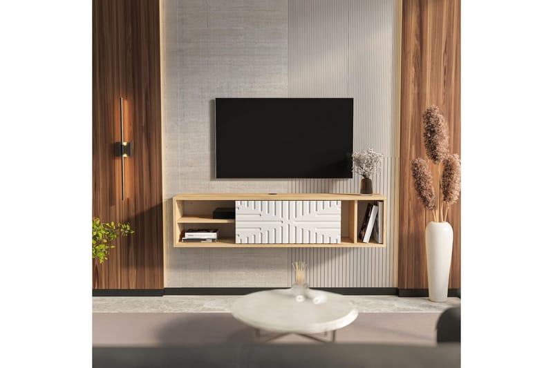 Saller TV-bænk 140 cm - Eg/Hvid - Møbler - TV borde & mediemøbler - TV-borde