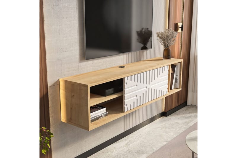 Saller TV-bænk 140 cm - Eg/Hvid - Møbler - TV borde & mediemøbler - TV-borde
